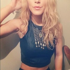 Akira Black Label Chicago Leather Crop Top